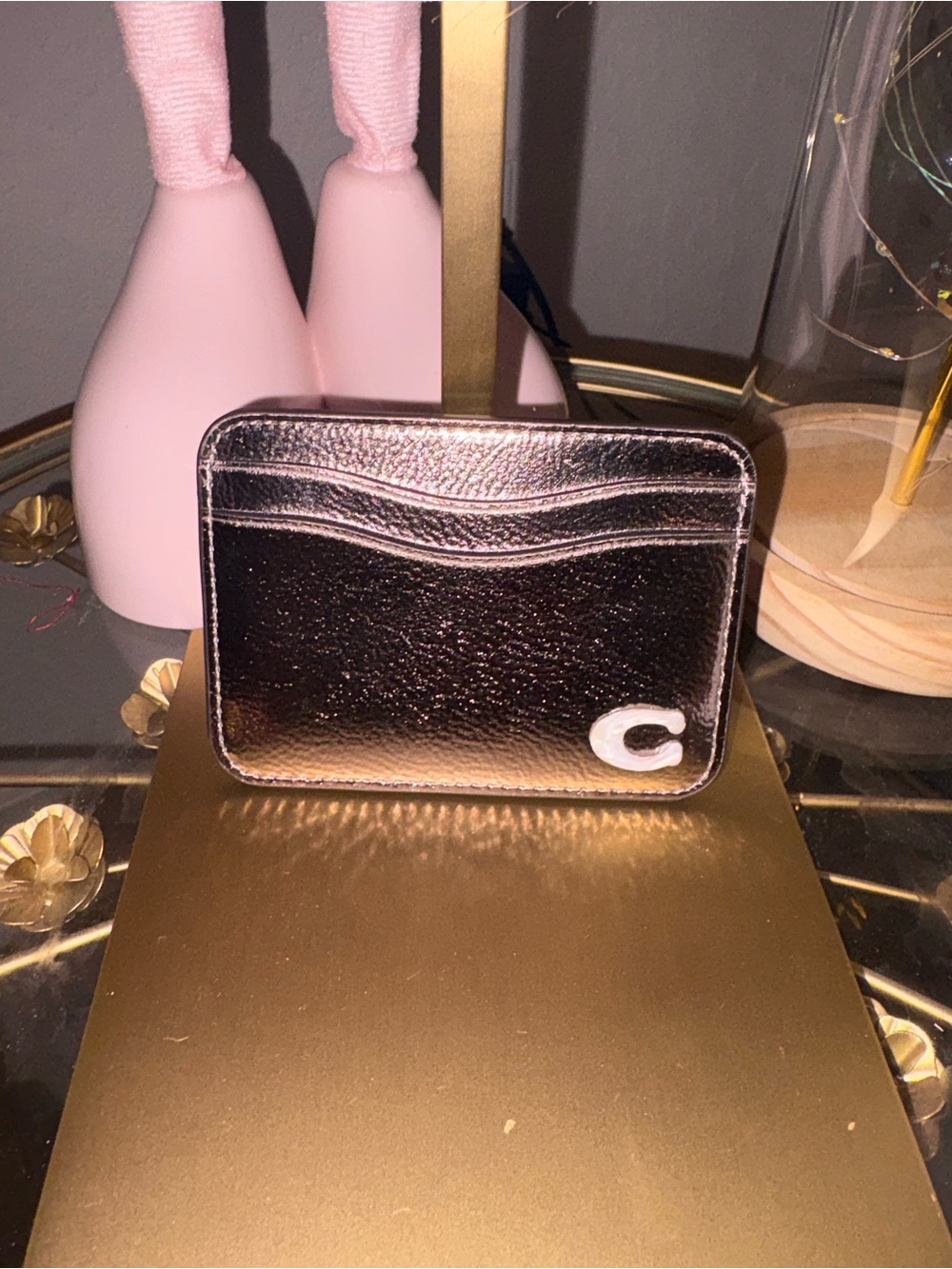 Coachtopia Metallic Card Holder with White 'C' Accent